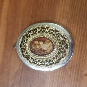 VINTAGE Gold Filled Filigree Cameo Locket